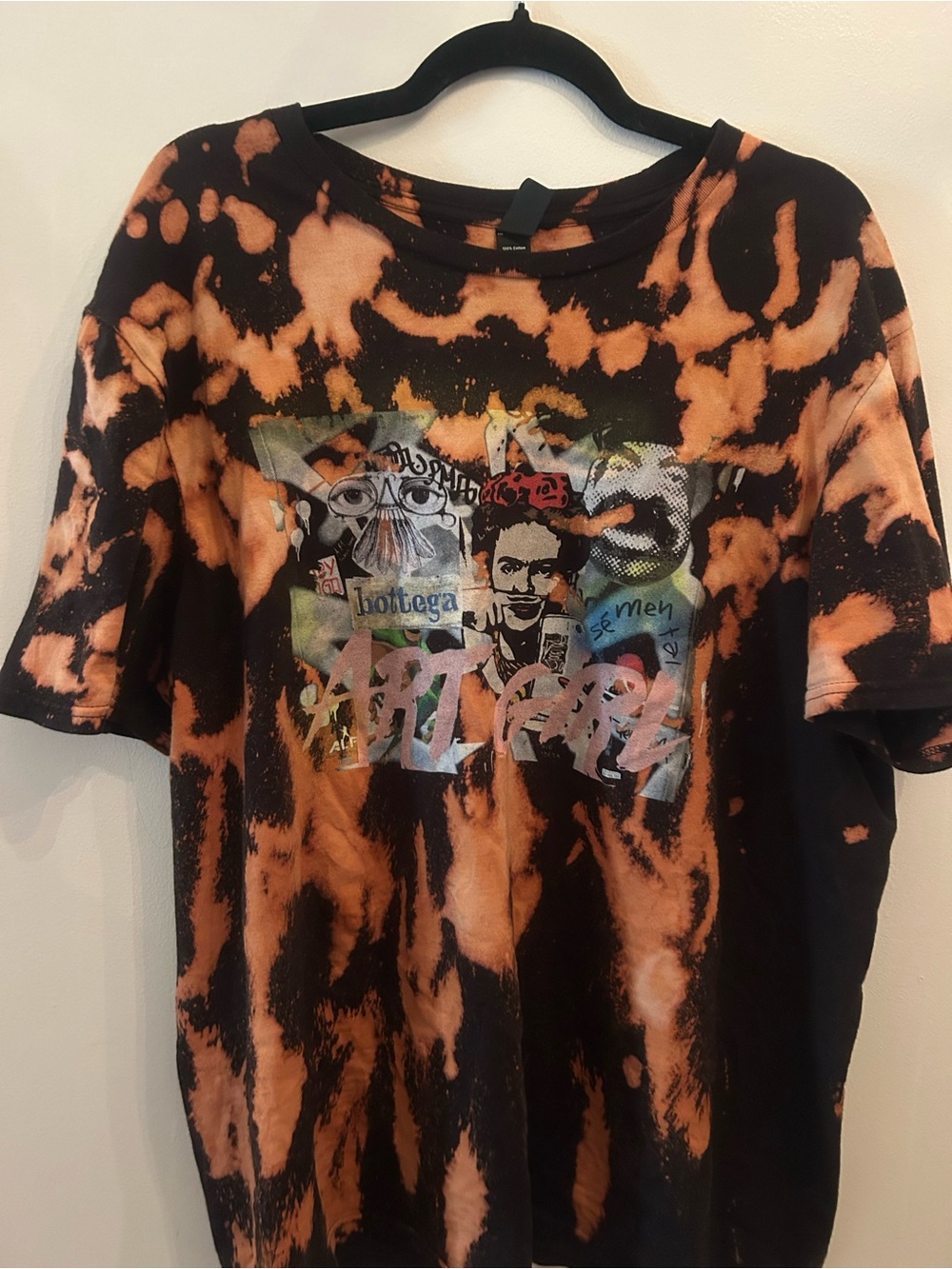Art Girl Bottega Graffiti Shirt. Bleach Dyed